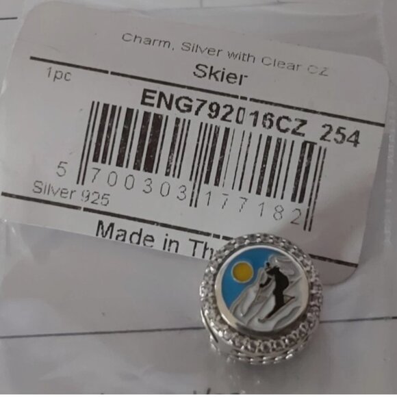 AUTHENTIC PANDORA Sterling Silver Skier Button Charm with Cz's ENG792016CZ_254 - Picture 8 of 10